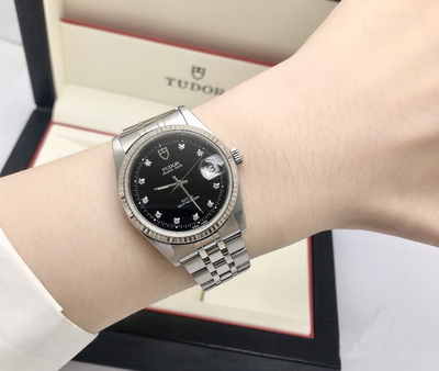 70% off Instant Purchase [9.8 New] Tudor Prince Series M74034-0006 Black Dial Diamond Engraved Automatic Mechanical Men's Watch