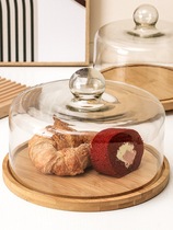 268 Birthday Cake Tray Wooden Display Rack Rotating Covered Transparent Cake Cover Glass Cover Sample Dessert Sweet