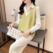 Autumn new v-neck vest versatile knitted vest loose sleeveless top for women