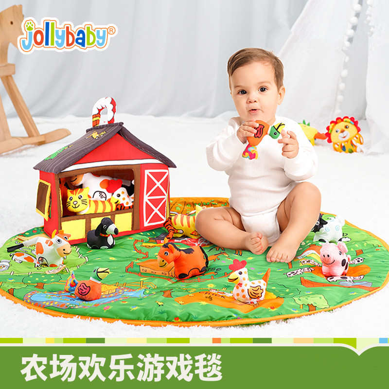JollyBaby 0-6-12个月婴儿早教撕不烂立体布书宝宝游戏毯：宝宝成长路上的超级玩伴！