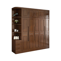 Walnut wood closet open door open door to new Chinese luxury clothes bedroom home combination locker