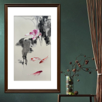 Fine Suzhou embroidery pure hand embroidery Lotus Fish new Chinese style living room study decoration hanging painting collection gift