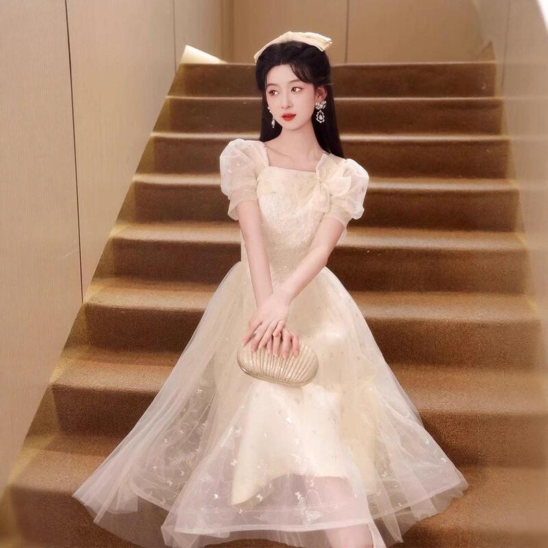 French-Style Evening Dress for 18Th Birthday, Light Luxury Niche Banquet Birthday Dress, Graduation Ceremony Host Dress