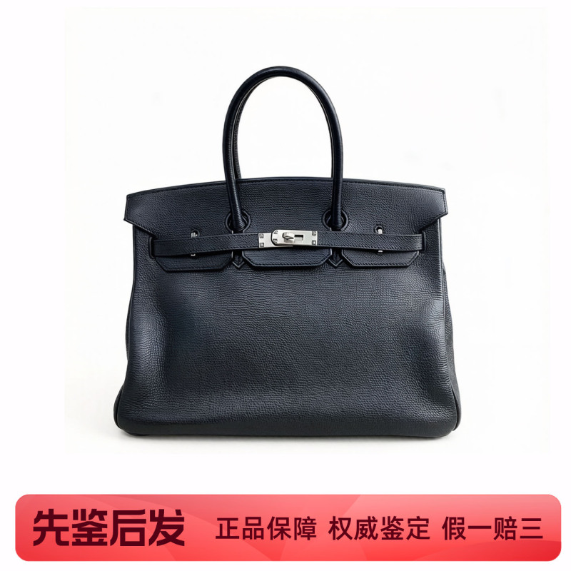[98 New] Hermes Birkin 35 Black Silver Togo Leather Handbag for Women Genuine Product
