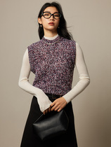 New Chinese style gold silk blended knitted vest for women 2024 spring and autumn retro inner woolen sweater short outer top for women