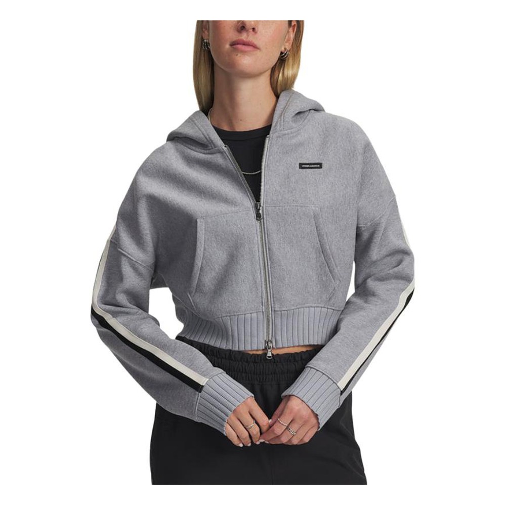 Under Armour 卫衣 落肩袖 连帽 女 合身 条纹 长袖 秋冬