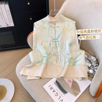 New Chinese style vest for womens outer wear spring and autumn new style young style Tang suit Chinese style vest top Chinese style womens high-end sense