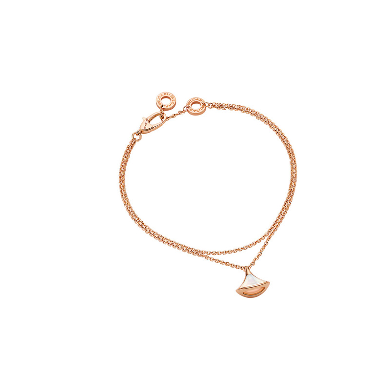 9.9 New Bvlgari Divasdream Series White Mother-Of-Pearl Fan-Shaped K Gold Bracelet for Women Rose Gold