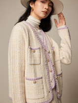 Heavy Industry Woolen Small Fragrance Style Wool Cardigan Womens 2024 Spring and Autumn Small Short Contrast Color Pocket Sweater Jacket