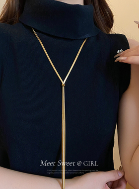 kaitin jewelry钛钢流苏长款毛衣链110cm女款卫衣项链配饰轻奢