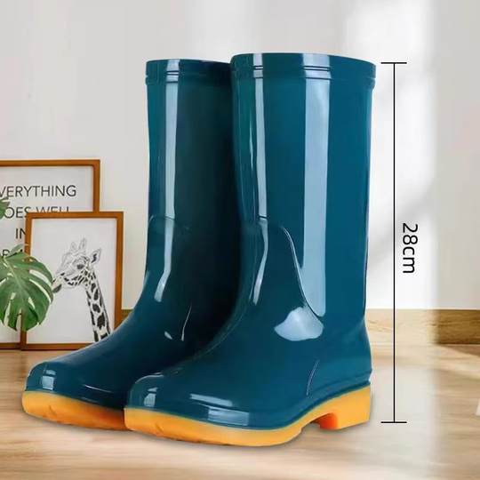 Hohe Regenstiefel für Damen, rutschfeste Wasserschuhe, wasserdichte Schuhe für regnerische Tage, mittelhohe Regenstiefel für Erwachsene, Gummischuhe, Regenstiefel, Arbeitsversicherung für Damen im Sommer