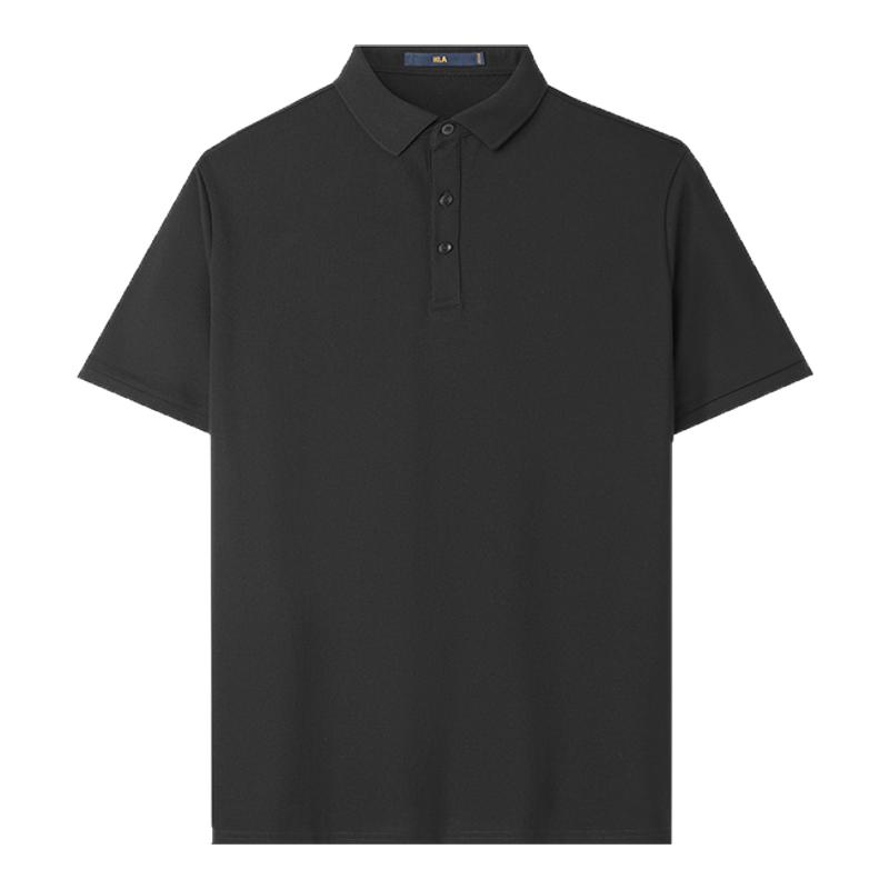 HLA/海澜之家国民臻品POLO衫25春夏新凉感弹力珠地黑色翻领短袖男