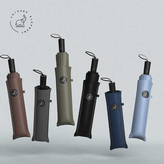 16骨加厚加粗抗强风伞三折手开伞纯色商务雨伞实木柄伞男