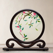 Su embroidery double-sided embroidery pure hand embroidery table screen Sakura new Chinese style home decoration ornaments gifts
