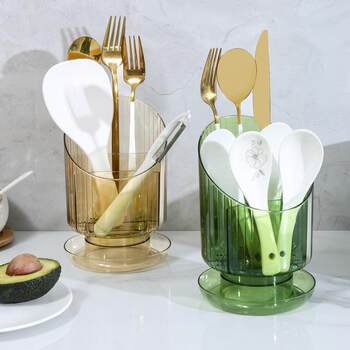 Kitchen chopstick tube household drain transparent storage rack, knife, fork, spoon storage box, chopstick cage, basket, bucket wall hanging