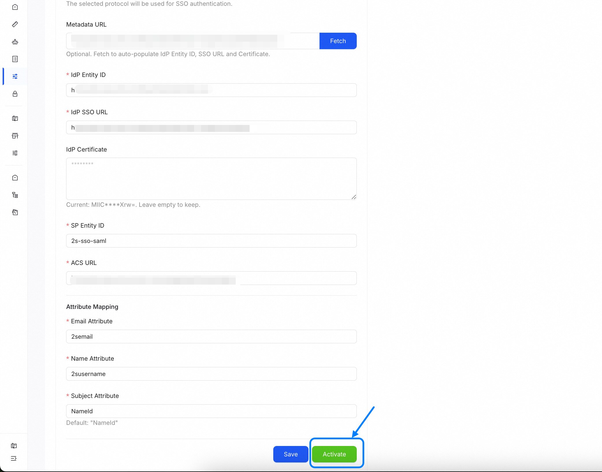 SSO Activation