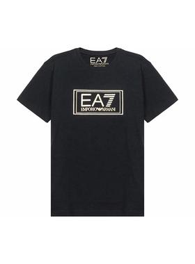 阿玛尼/EMPORIO ARMANI EA7橙色字母印花Logo短袖T恤 男款 夜蓝色
