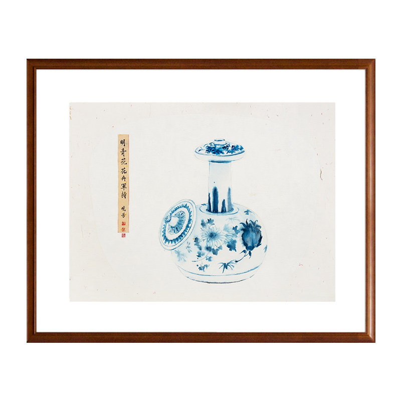 New guest debut single 8 fold (with mounting framed) Guochao artist Xiaofang (Qinghua Porcelain Rhyme 2) Limited Edition Painting-Taobao