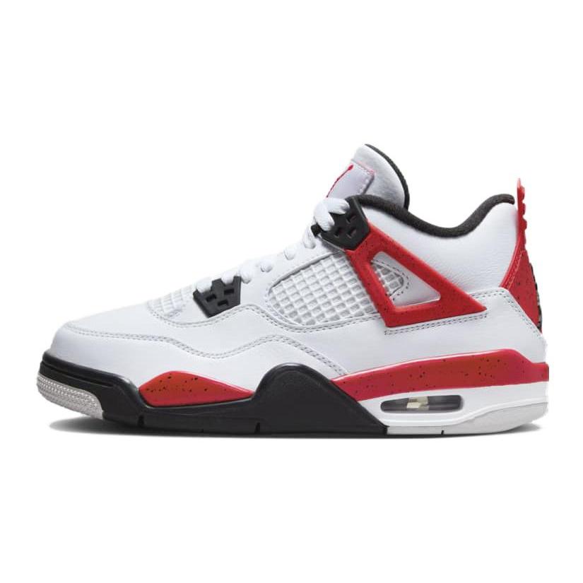 Jordan Air Jordan 4 GS 舒适 防滑耐磨 中帮 儿童篮球鞋 白黑红
