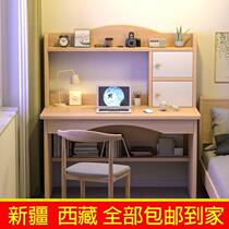 Xinjiang Tibet desk and bookshelf combination computer desk desktop simple home writing table bedroom