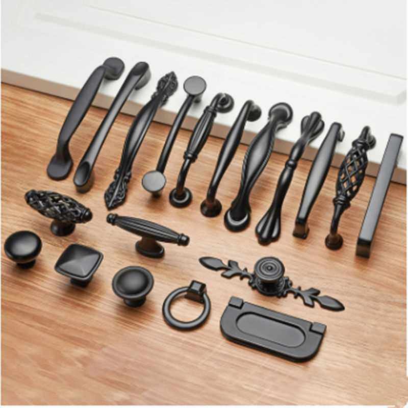 Black Handle Drawer Wardrobe Handle Door Handle American Overall Cupboard Concealed Pull Handle Cabinet Brief Eurostyle Single Hole Handle