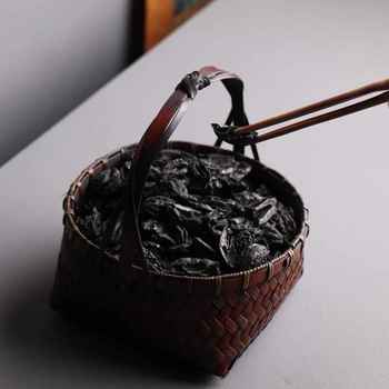 七月七竹编碳篓茶室木炭收纳篮手工碳筐围炉煮茶核桃碳置物篮炭钵