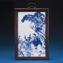 Solitary item from old collection hand-painted blue and white figure pattern porcelain plate J