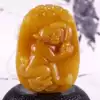 Full yellow zodiac monkey Yunnan Longling Huanglong Jade 