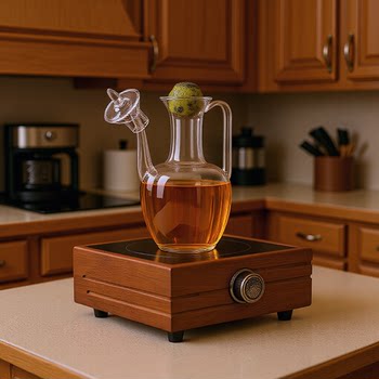 Glass Imperial Concubine-Style Transparent Teapot, Special for Electric Ceramic Stove, Creative Tea Brewing Pot for Black and Green Tea, Imitation Song Dynasty Style, Creative Retro Design