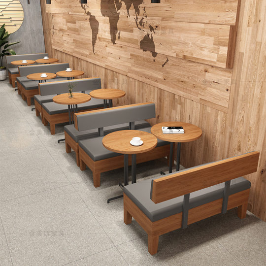 Chain coffee shop tables and chairs office leisure negotiation reception rest area book bar catering milk tea shop sofa solid wood
