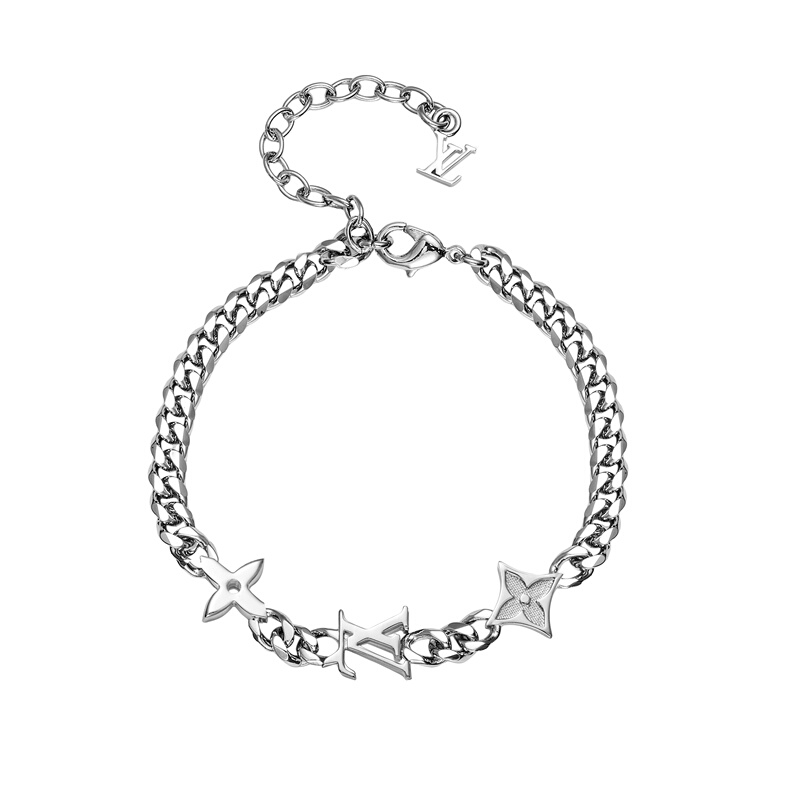Louis Vuitton Engraved Logo Metal Bracelet, Unisex Couple Style, Color