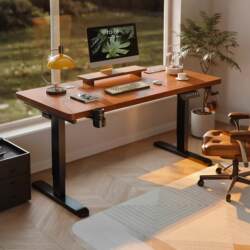 Premium Solid Wood Electric Height-Adjustable Desk for Bedroom, Home Use, Gaming, and Office; Can Be Used as a Computer Desk