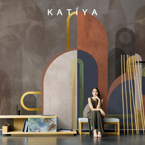 Morandi retro Syrian light luxury style wallpaper TV background wall mural metal high-end wall covering