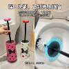 Three-piece bathroom toilet brush set, cute special round head, no dead ends, long handle toilet brush cleaning set