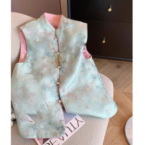 2024 Chinese style popular spring and autumn vest exquisite Suzhou embroidery retro and elegant mulberry silk cogan forged embroidered vest