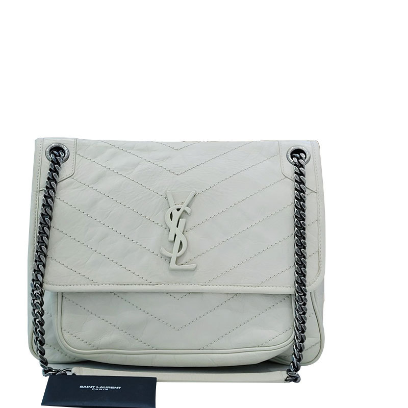 【 50% off Instant Purchase 】98% New Ysl Saint Laurent Niki Medium Oil Wax Leather Shoulder Crossbody Chain Bag for Women