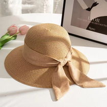 Customized womens summer travel vacation sun protection beach sun hat sun hat bow fisherman hat basin hat high-end