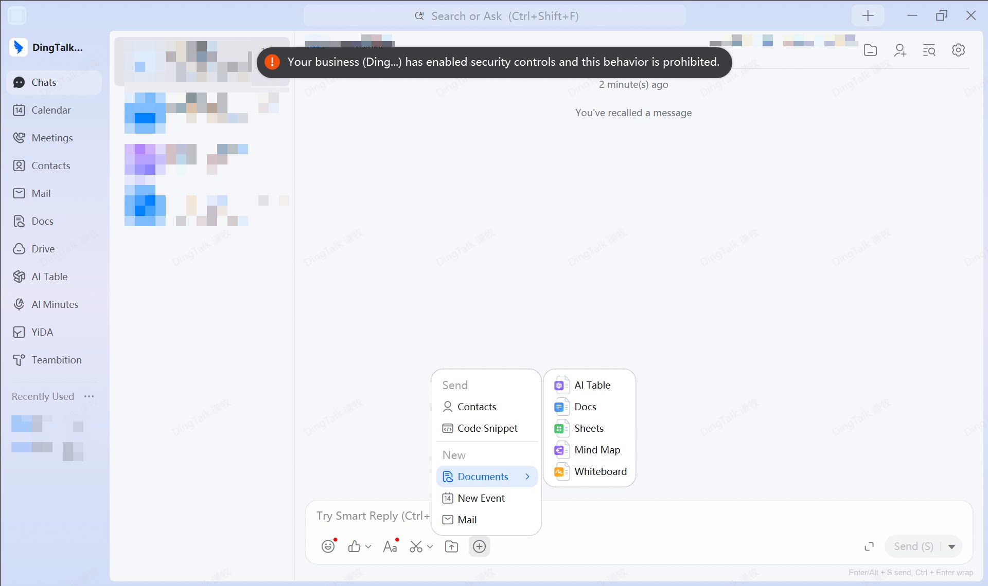 Employee prompt when creating an online document