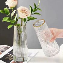 Simple and creative transparent glass vase desktop water rose flower vase Nordic ins style living room flower arrangement ornaments