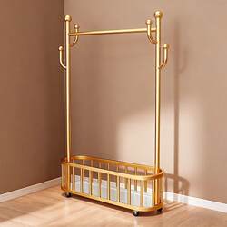 Clothes Rack Floor-Standing Bedroom Clothes Rack Household Simple Clothes Drying Rack Movable Storage Rack Clothes Storage Rod Rack