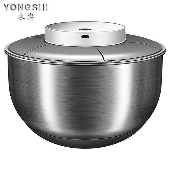 Electric Stainless Steel Vegetable Salad Dehydrator, Hand-Cranked Oil-Removing and Dehydration Machine, Fruit and Vegetable Draining Basket, Household Vegetable Washing Basin