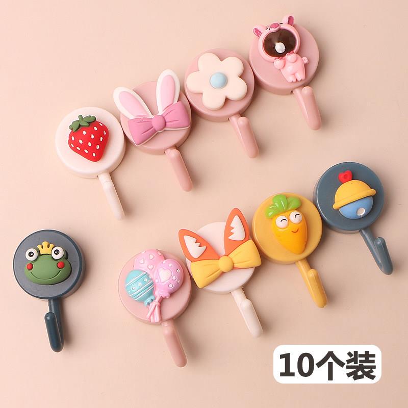 Cartoon Hooks with Strong Adhesive, Cute Traceless Hooks for Bedside, No-Drill Wall Sticky Hooks for Room and Dormitory Use