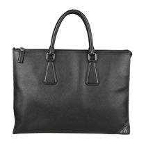 9 0 New] PRADA Mens Cowhide Cross Pattern Bag Mens Bag Handbag Briefcase Document Bag