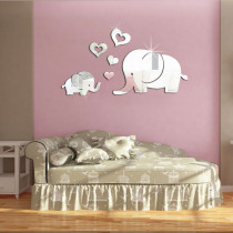 Cross-border Home Wall Stickers Love Big Elephant Mirror Three-dimensional Wall Stickers Childrens Room Wall Stickers Home Decoration