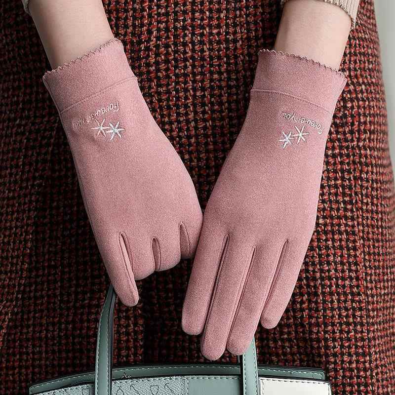 Women's Warm Gloves N0401 New Autumn and Winter Fashion Versatile Driving and Cycling Gloves with Touch Screen Protection Against Cold