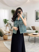 Letter Embroidered Denim Vest Top 2024 Summer New Retro Loose Casual Sleeveless Vest Jacket Women