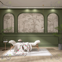 French wallpaper sensual restaurant entrance bedroom retro Nanyang style plaster line wallpaper 2023 new internet celebrity