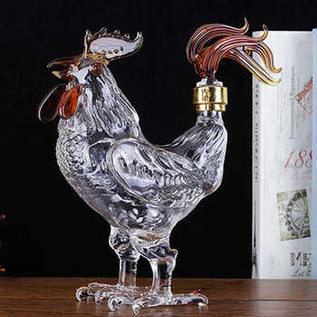 Glass bubble wine bottle, sealed liquor bottle, household glass zodiac chicken liquor bottle, empty bottle, glass bubble wine bottle