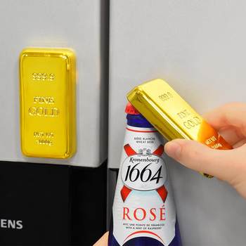 Creative Gold Brick Magnet Beer Bottle Opener, Imitation Gold Bar Magnetic Opener, Labor-Saving Bottle Opener, Multifunctional Refrigerator Magnet