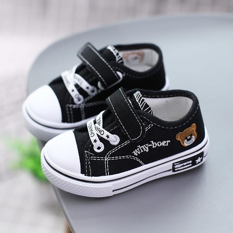 Boys' Low-Top Soft-Soled Canvas Sneakers, Kidsren's Shoes, Sneakers, Baby Toddler Shoes, Girls' White Shoes, 1-3 Years Old Cloth Shoes